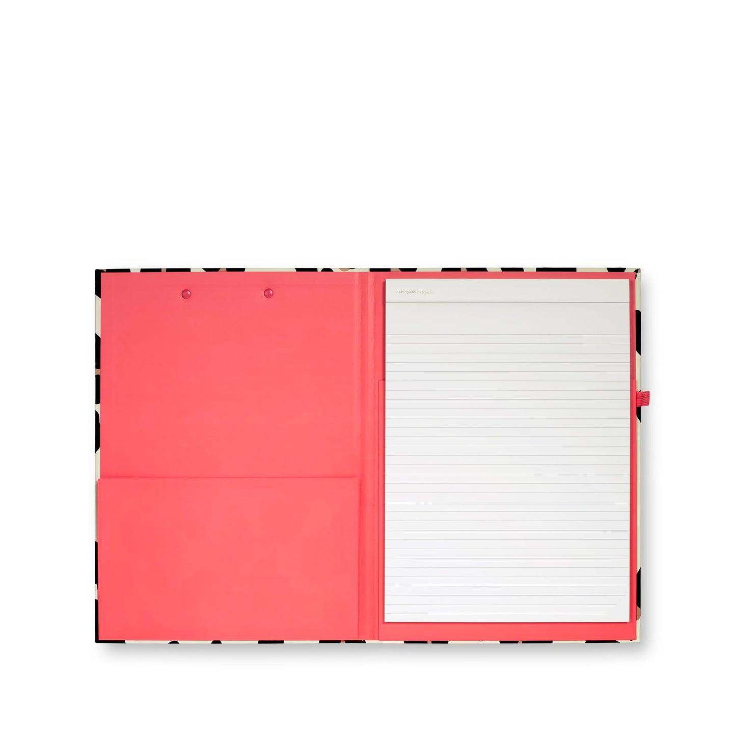Kate Spade New York Leopard Print Clipboard Folio with Low Profile Clip, Professional Padfolio Includes Lined Notepad, Pen Loop, and Pocket, Forest Feline