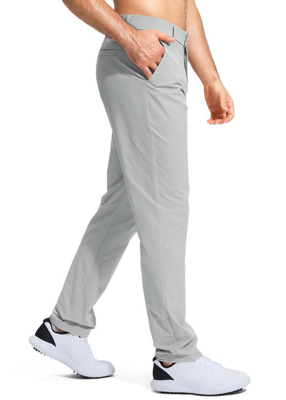 Pudolla Men's Golf Pants Work Dress Comfy Pants Casual Slacks Trousers with Pockets(Bright Gray 42Wx34L)