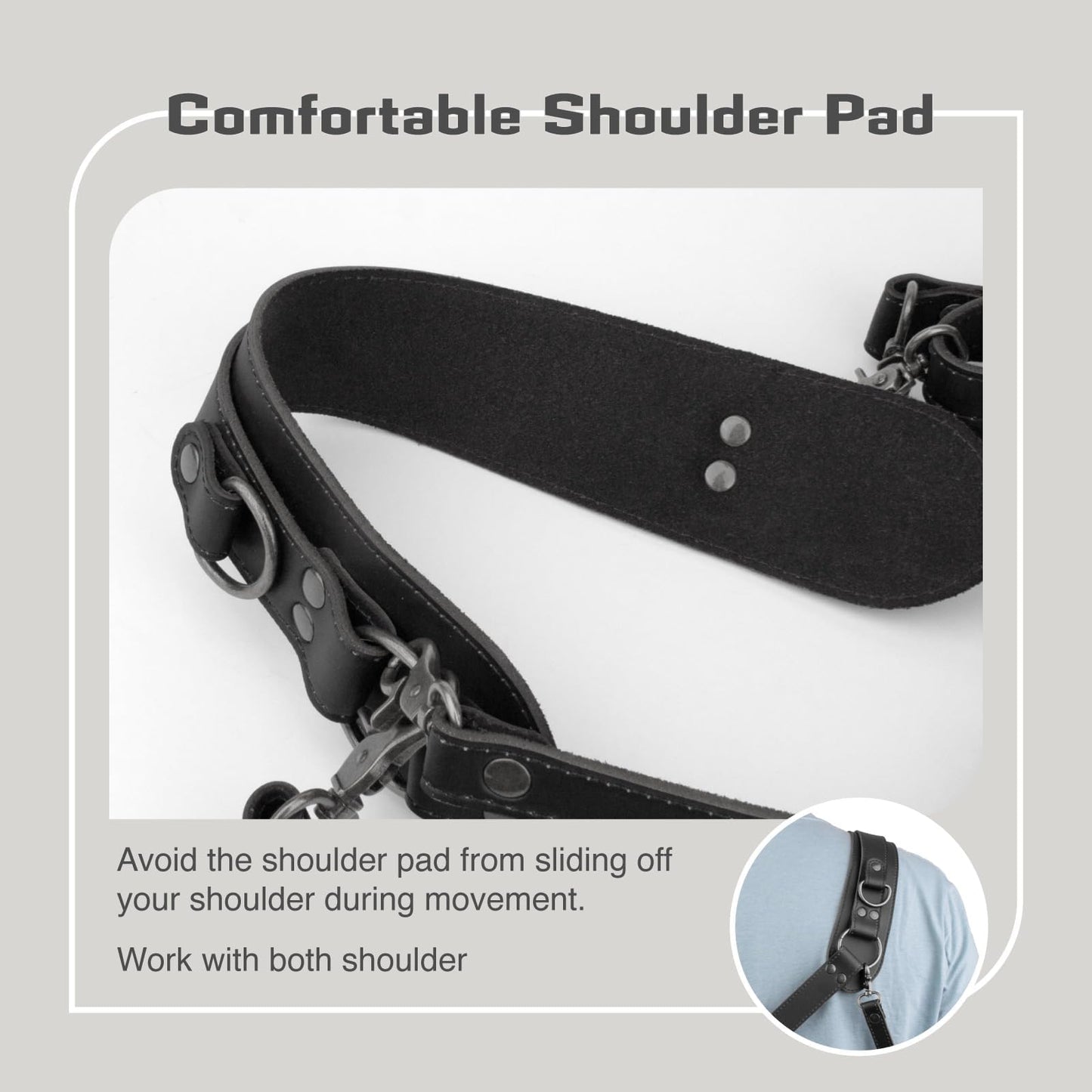 4J LEDR Leather Camera Strap,Single Camera Shoulder Harness for One Camera,Professional Camera Harness for Photographers,Camera Strap Crossbody Quick Release Gear DSLR/SLR,Camera Accessories,Black