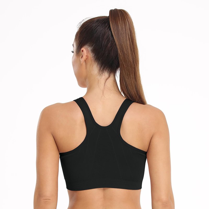 Women's Zip Front Sports Bra Wireless Post-Surgery Bra Padded Surgical Bra Front Closure Comfortable Racerback Yoga Workout Compression Sport Bras Multipack Zipper Up Bras (XXX-Large, 3 Pack Black)
