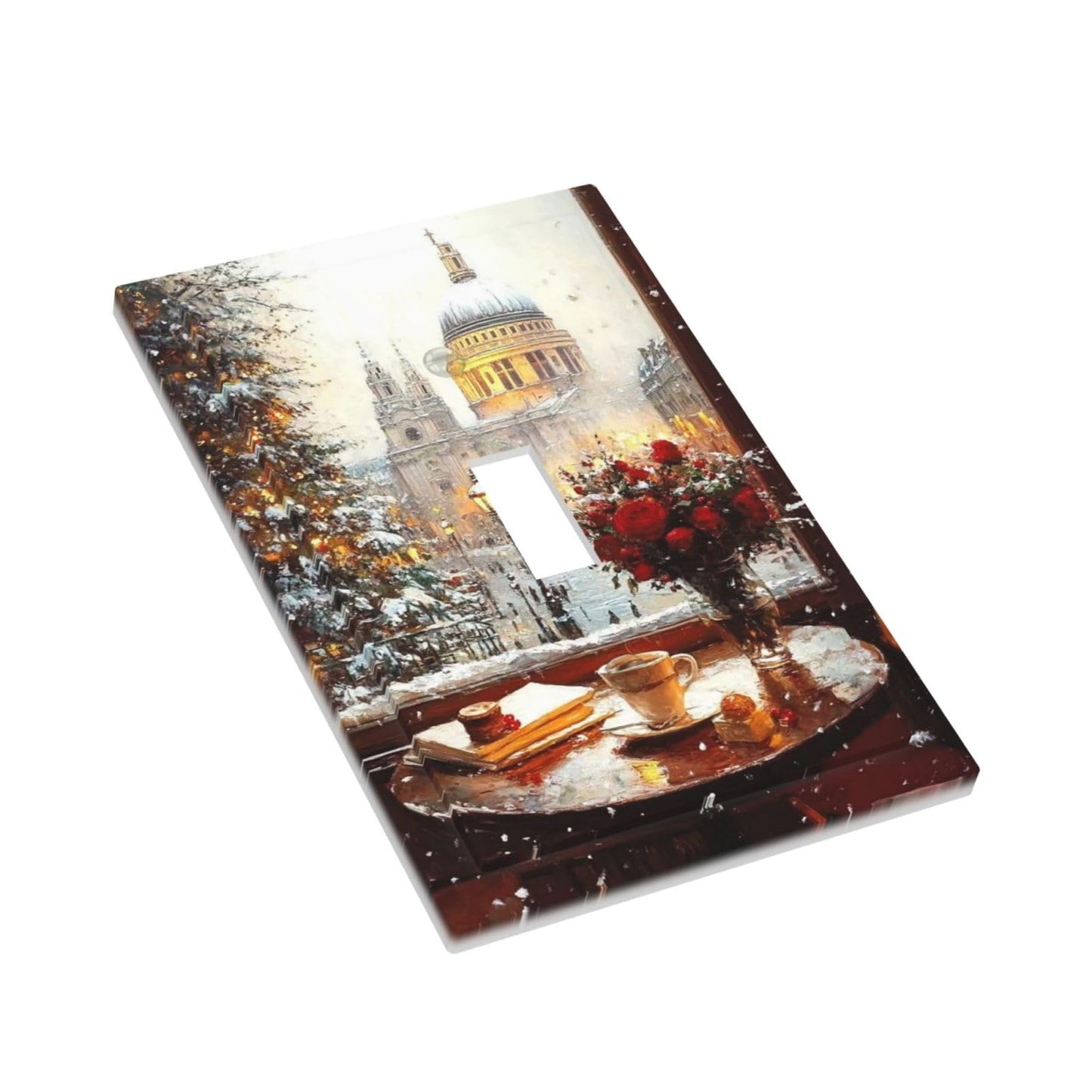Decorative Art Light Switch Covers Christmas St Paul's Snowy Café Single Toggle Wall Plate Decorative Switchcover Electrical