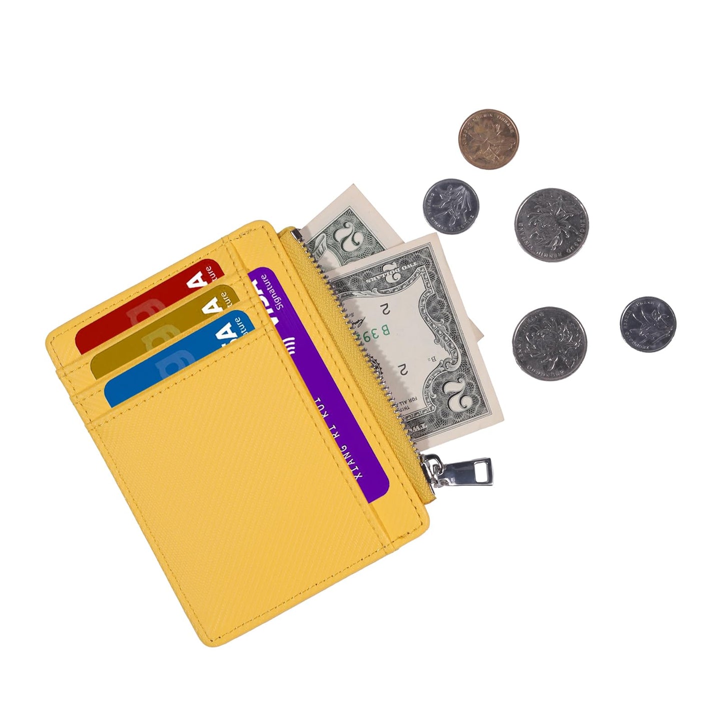 YOXIER Slim Minimalist Wallet, Front Pocket Wallets, RFID Blocking, Credit Card Holder for Men & Women (yellow)