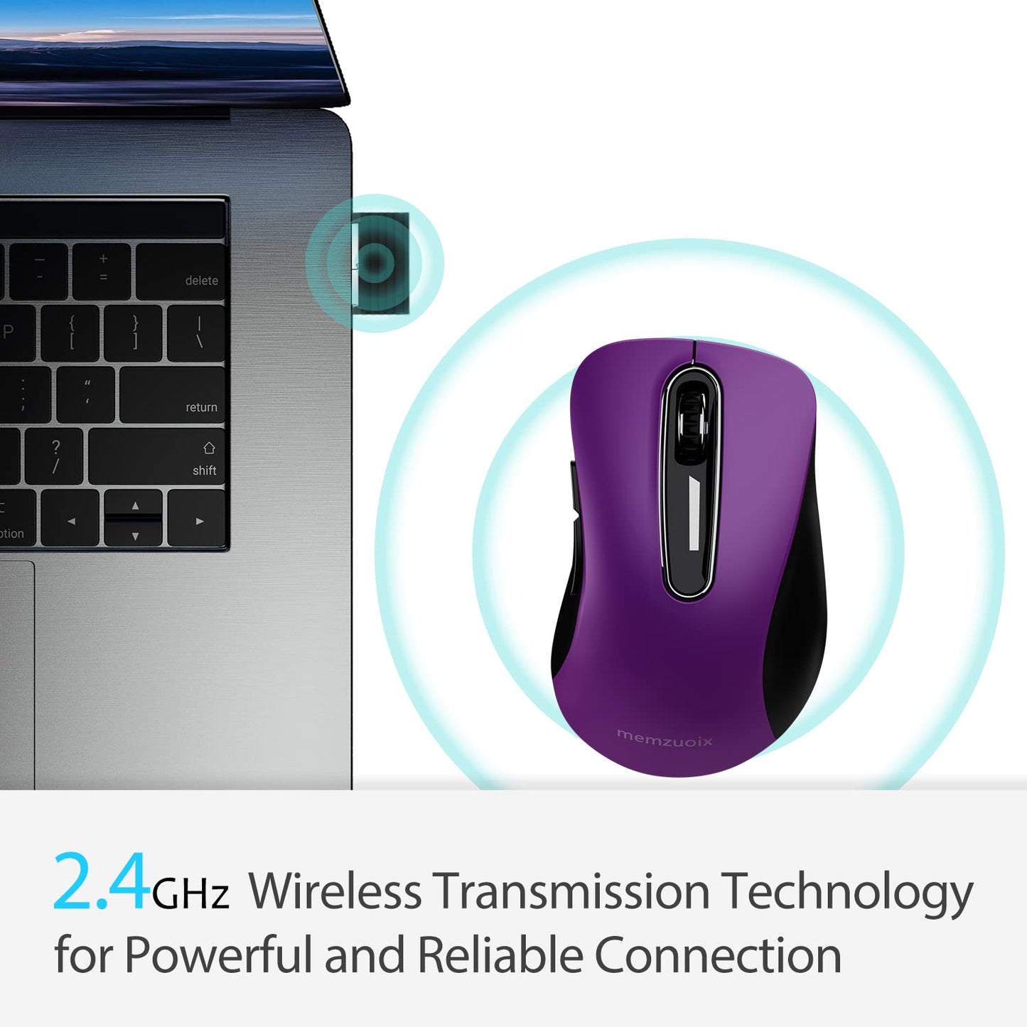 memzuoix 2.4G Wireless Mouse, 1400 DPI Mobile Optical Cordless Mouse with USB Receiver, Portable Computer Mice for Laptop, PC, Desktop, MacBook, 5 Buttons, Red