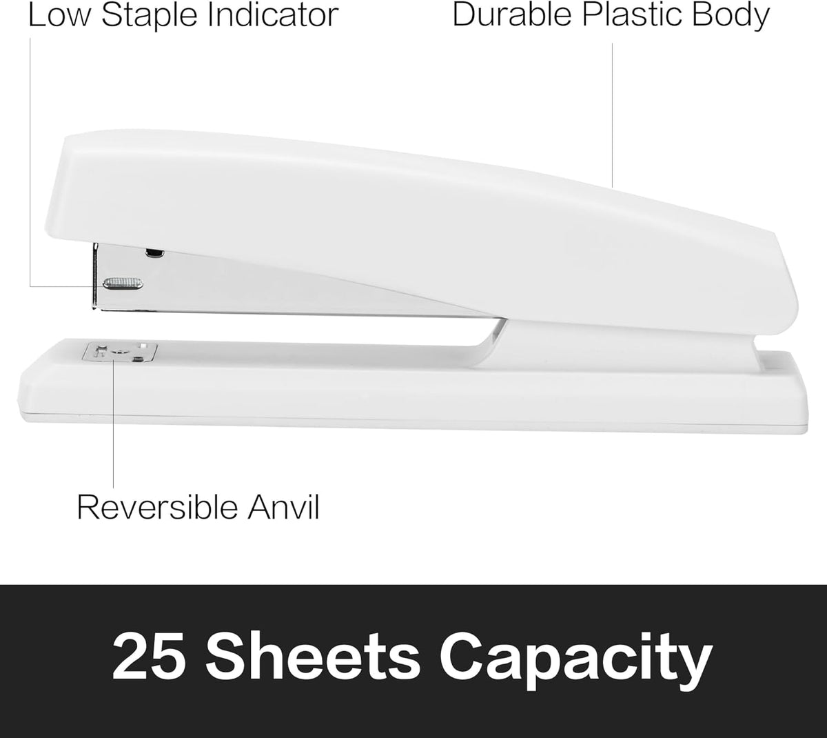 Deli Stapler, Desktop Stapler, 2 Pack, Office Stapler, 25 Sheet Capacity, Includes 2000 Staples and 2 Staple Removers, 2 Pack, White
