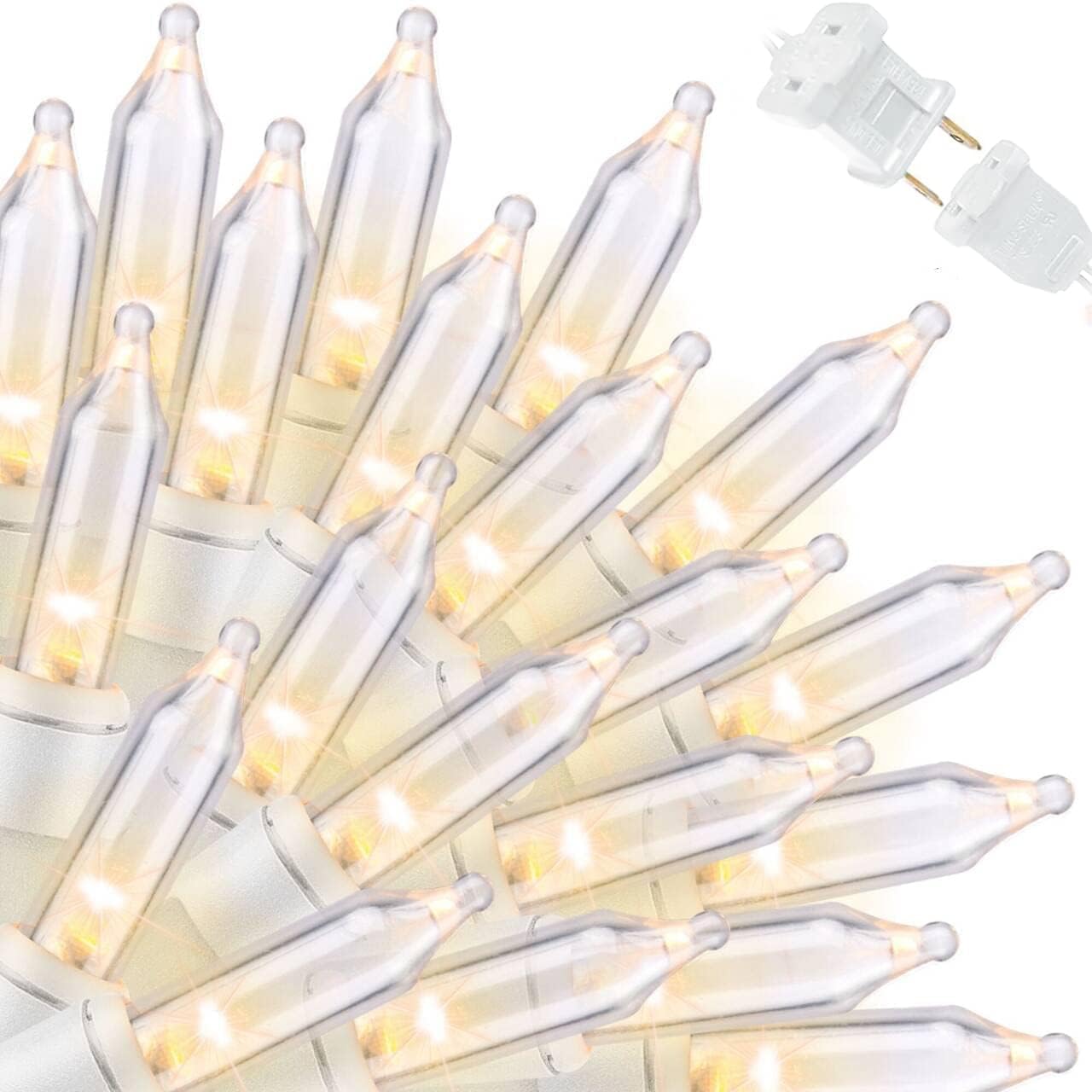 LAMPHOME Super-Bright Extendable Clear White Wire Christmas Lights Decoration 100Lights 19.6ft UL Certified Mini Bulb String Lights Set for Outdoor Christmas Tree Garden Holiday Patio Decor