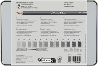 Conté à Paris 12 Count Assorted Graphite Pencil Drawing Set