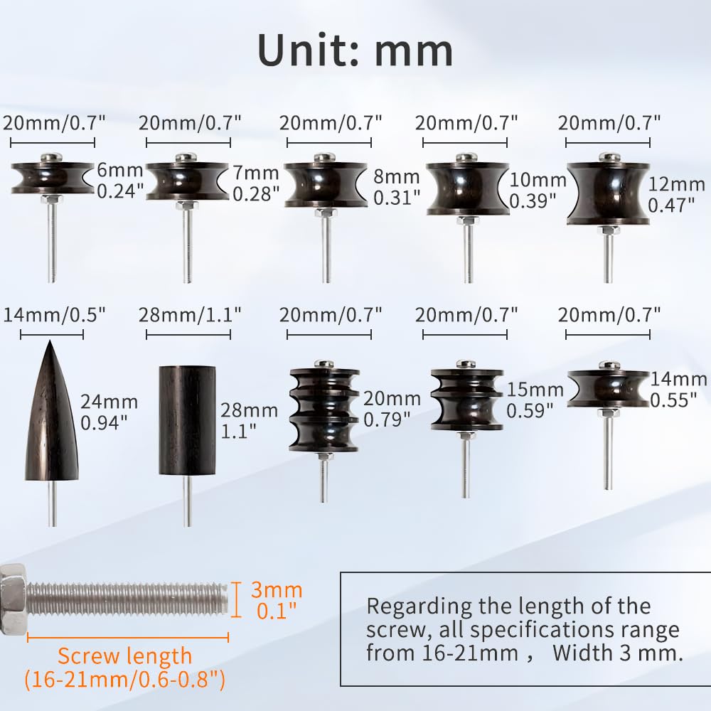 BAUSATZ Leather Polishing Machine, Leather Edge Burnishing Machine, Electric Leather Edge Burnisher Polisher Tool 10pcs Leather Burnisher Bits, Adjustable Speed (0-24000RPM) Polishing Grinding Machine