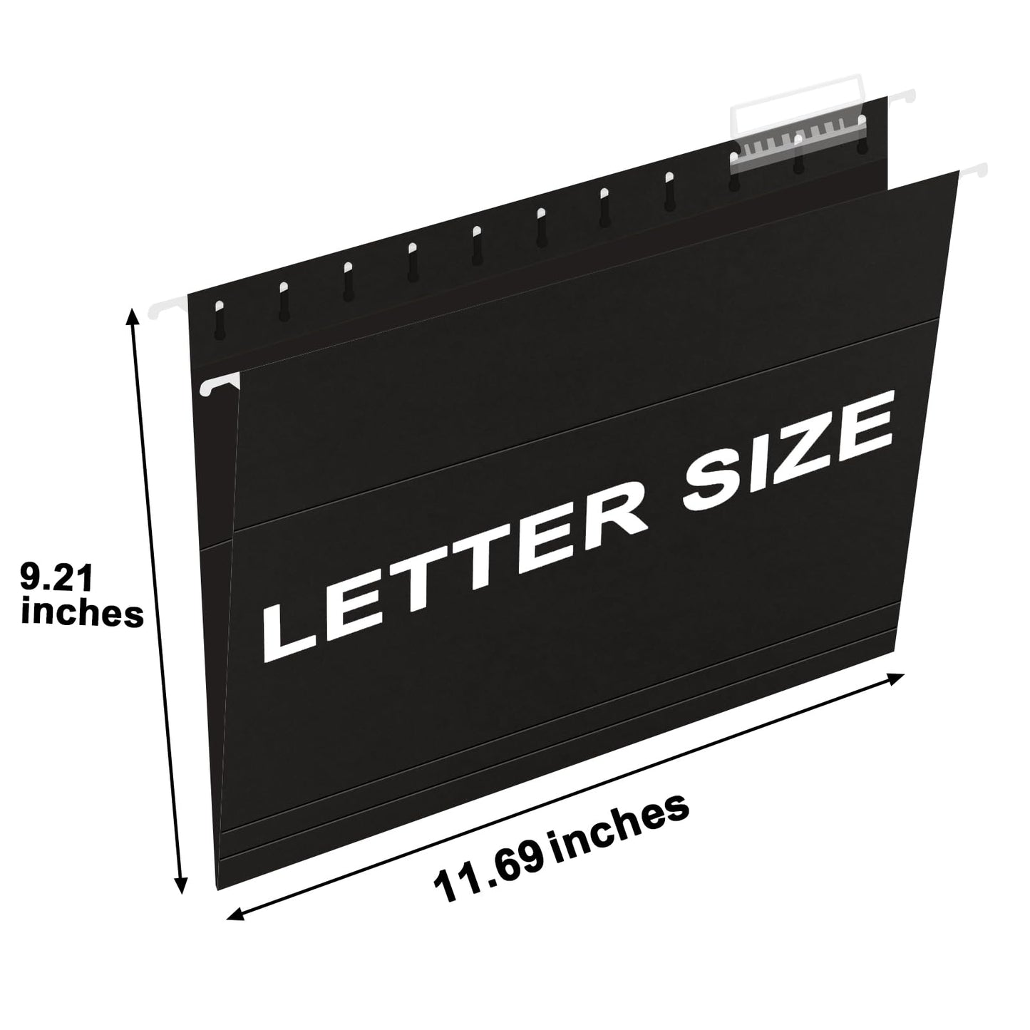HERKKA Hanging File Folders, 30 Pack Reinforced Letter Size Hanging Folders, Designed for Bulky Files, Filing Cabinet, 1/5-Cut Adjustable Tabs (Black)