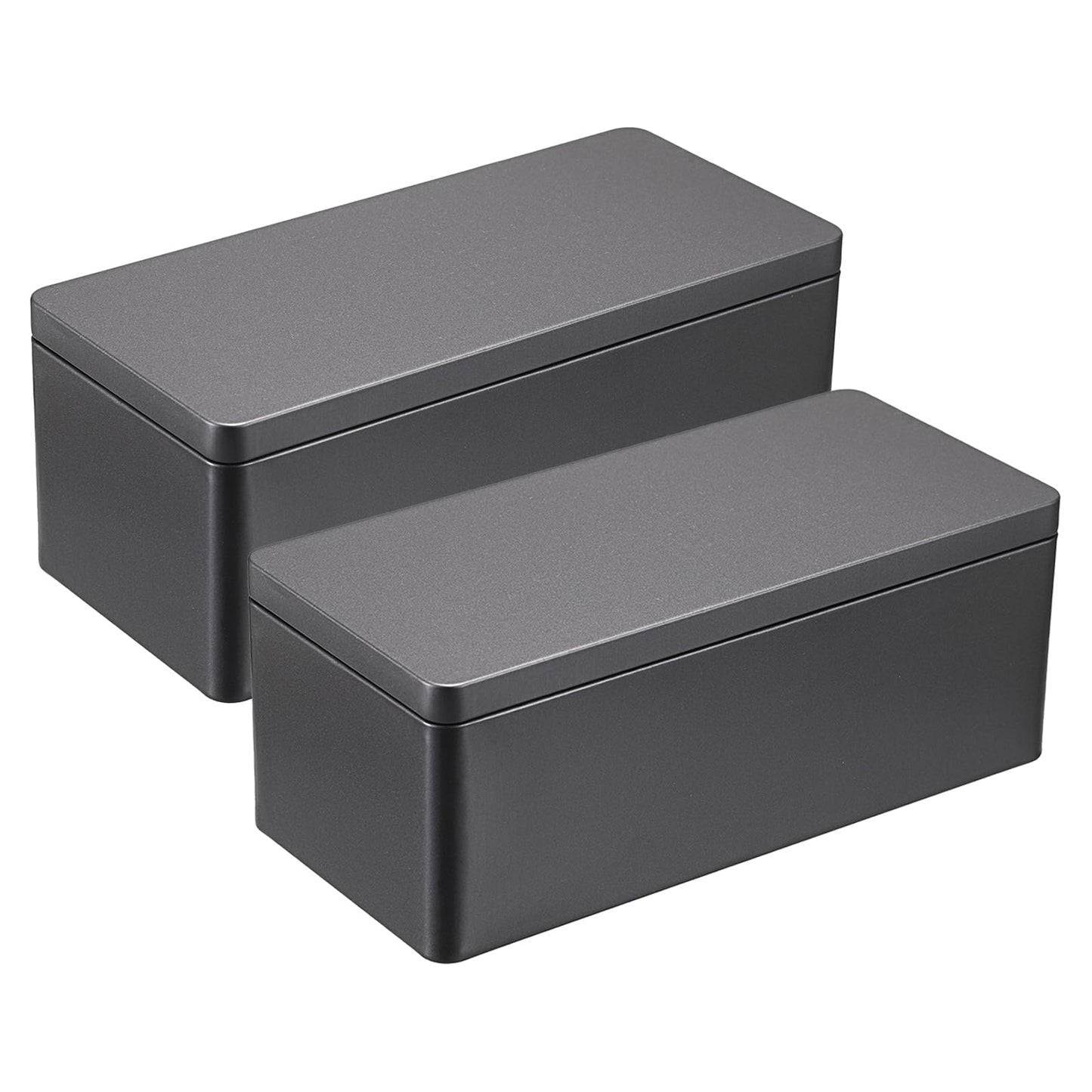 Hipiwe 2 Packs Black Metal Cash Box Rectangular Money Organizer with Lid Currency Storage Box Empty Box Container for Coin Bill Dollar Stamp Jewelry