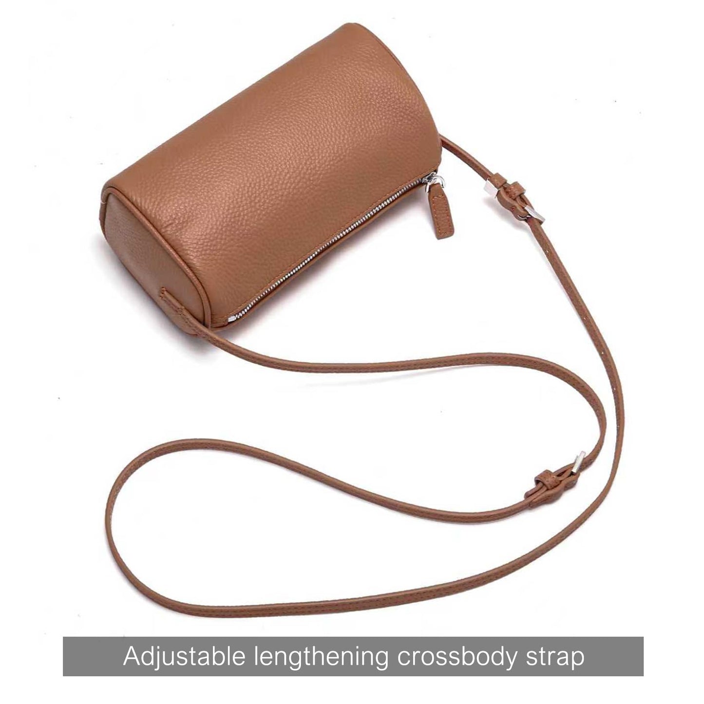 hedexe Genuine Leather Crossbody Purses for Women: Casual Small Leather Barrel Shoulder Bags - Designer Trendy Handbags for Ladies(Cocoa Brown)