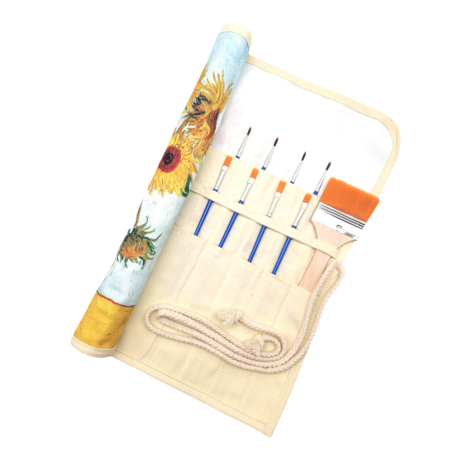 Funny live Paint Brush Holder Art Supplies, Artist Paint Brush & Storage Organizer Roll-Up Case Bag, Protect Acrylic Oil Watercolor Paintbrushes (Sunflower 20 Slot Pockets)