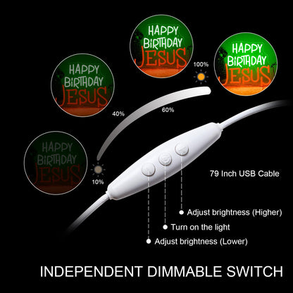 Looklight Happy Birthday Jesus Neon Sign Christmas Neon Signs for Wall Decor Red Green LED Light USB Light Up Signs for Inspirational Christian Decor for Homes Offices Churches Christmas Gifts