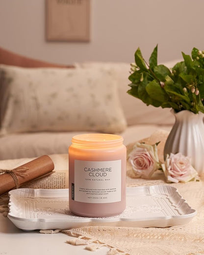 M&SENSE Warm Cashmere Scented Candles, 19.4oz 110 Hour Long Lasting 2 Wick Organic Natural Soy Wax in Glass Jar Candle for Bedroom Kitchen Home Decor, Housewarming Gifts for Family Friends