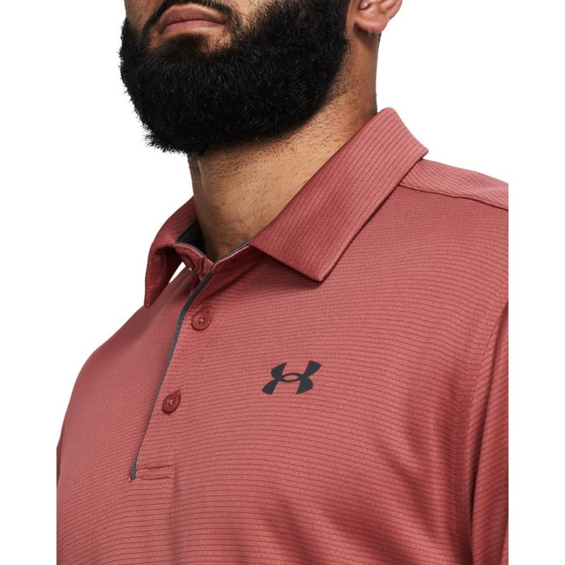 Under Armour Men's Tech Golf Polo, (611) Sedona Red / / Pitch Gray, Large Tall