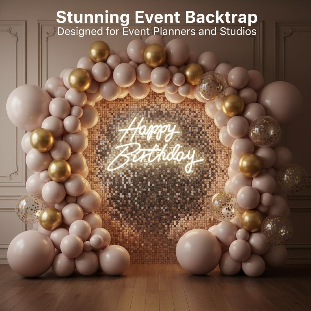HMT Happy Birthday Neon Sign USB Powered 19.6×11.8 Inch Large LED Light Up Sign for Backdrop & Birthday Party Decor
