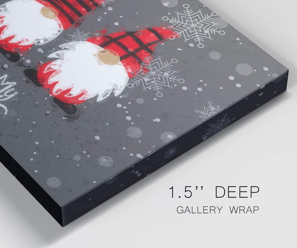 Renditions Gallery Chillin with my Gnomies Wall Art, Funny Christmas & Winter Decorations, Grey, Red, Black, Premium Gallery Wrapped Canvas Decor, Ready to Hang, 8 in H x 12 in W, Made in America