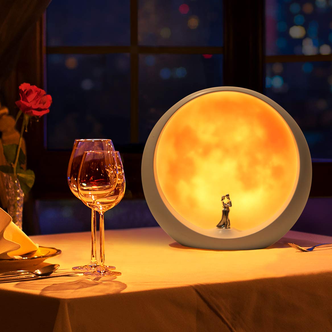 Moon Lamp for Living Room, Decoration Night Light, Anniversary Valentine Gifts for Him, Mr & Mrs Signs for Wedding Table Décor, Art Ornament Home Gift Xmas Gift, Newlywed Couples Under The Full Moon