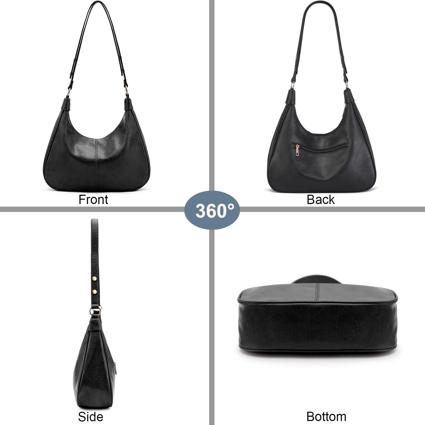 NIUEIMEE ZHOU Shoulder Bag for Women Ultra Soft Foldable Vegan Leather Crossbody Bags Tote Hobo HandBag Underarm Purses