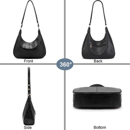 NIUEIMEE ZHOU Shoulder Bag for Women Ultra Soft Foldable Vegan Leather Crossbody Bags Tote Hobo HandBag Underarm Purses