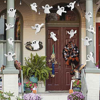 21 Piece Cute Ghost Wall Stickers - Reusable 3D White Small Ghost Wall Decals - Supplies for Halloween Party & Home Decor