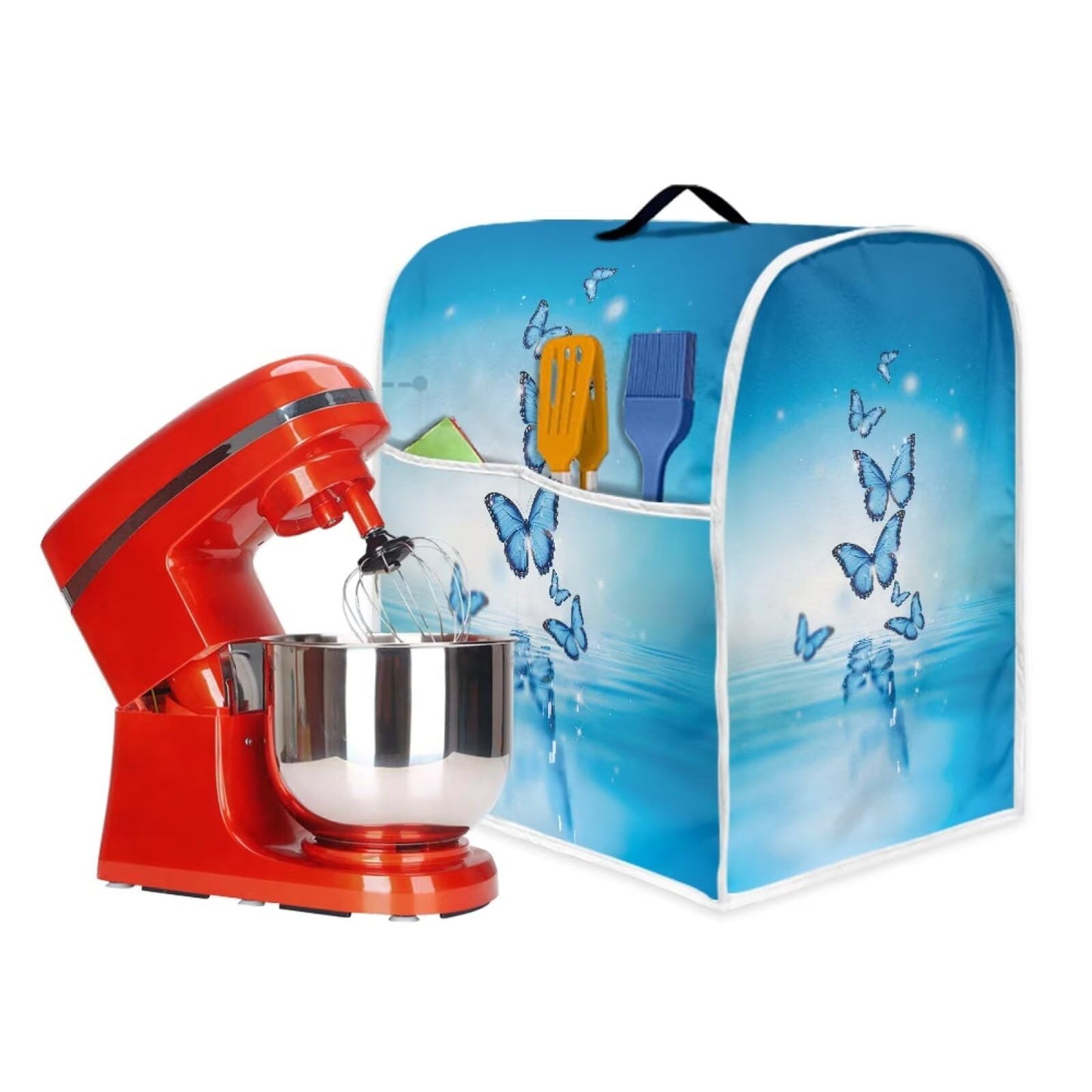 HUISEFOR Butterfly Stand Mixer Cover Dust Protective Blue Stand Mixer Covers For Kitchen Aid 4.5-5 Quart Mixers Dustproof Cloth Cover for Small Appliance Protector 2025