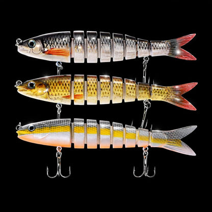 BULUSEL Fishing Lures, Multi-Jointed Segments Swimbait, Bass Lures, Baits,Swimbait, Slow Sinking Lure, Triple Hooks(#6)