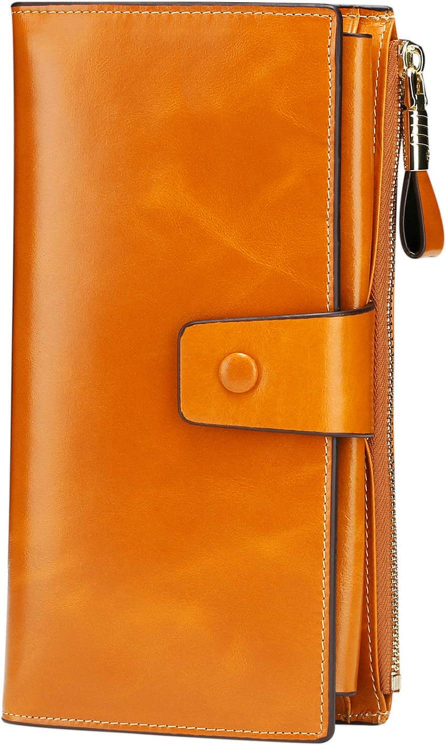 Itslife Womens Wallet Leather RFID Blocking Large Capacity Luxury Wax Genuine Leather Clutch Wallet with Card Holder