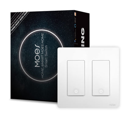 MoesGo 2nd Generation WiFi Light Switch, 3-Way Wall Switch 2.4GHz, Neutral Wire Required, Smart Life APP Remote Control, Compatible with Alexa/Google Home, No Hub Required, White 4 Gang