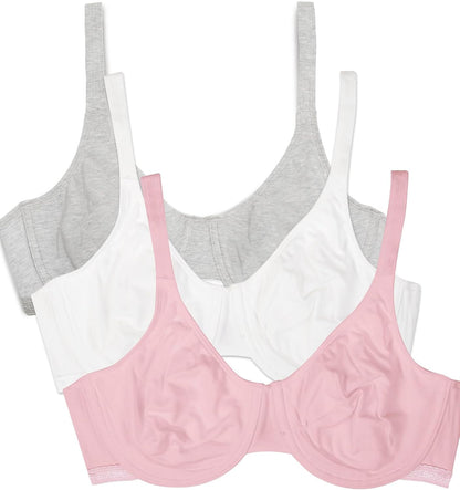 Fruit of the Loom Women's Multi-Pack Unlined Underwire Cotton Bra