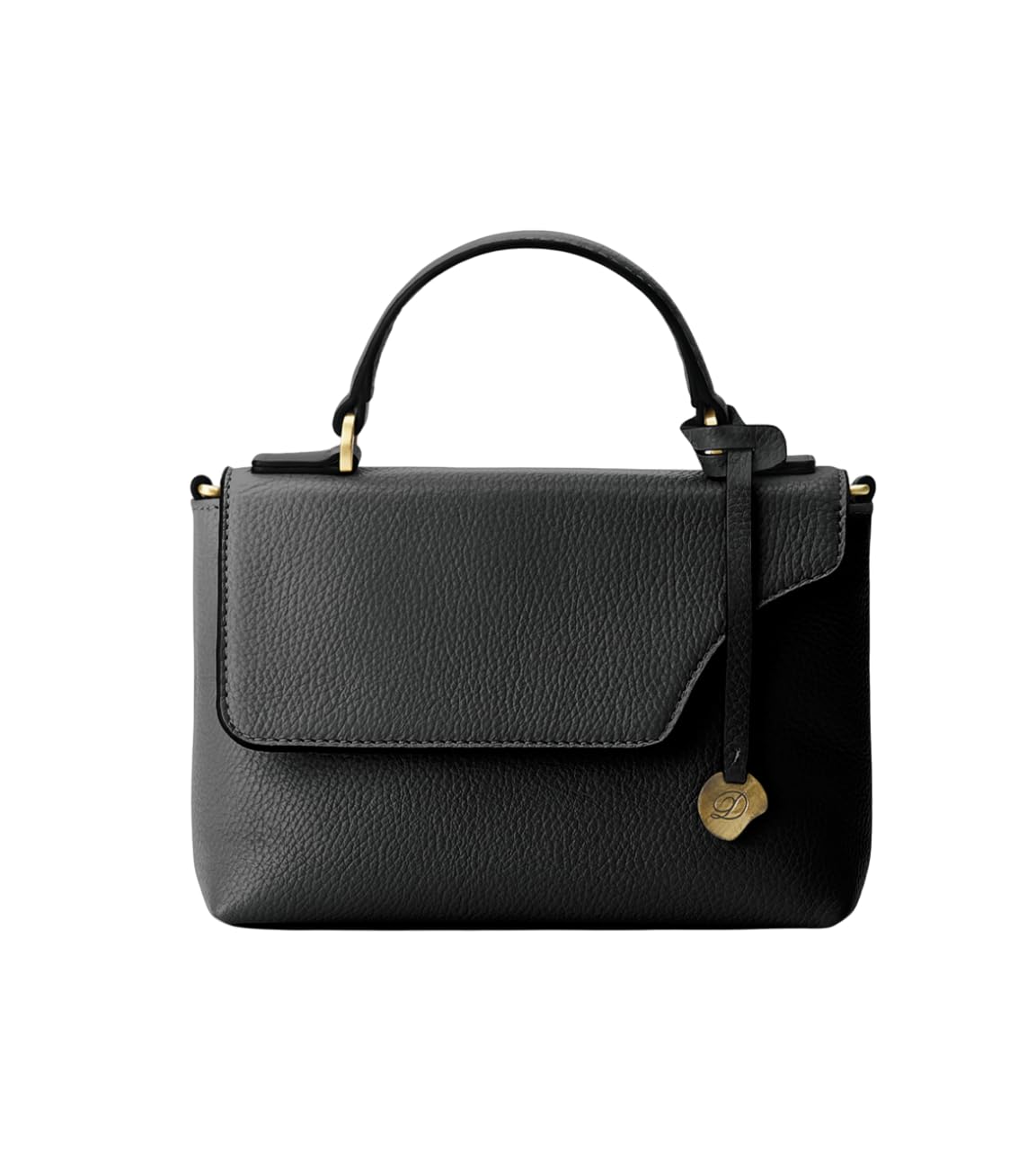 DANEAULT Mini Satchel Clutch — The Hannah - Italian Pebbled Leather Clutch - Crossbody & Shoulder Bag with Detachable Strap - RFID Protection - Compact & Elegant - Women's Handbag - Black