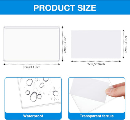 Geyee 100 Self-adhesive Index Card Pockets Label Pockets sleeves with Top Open for Business Cards, Clear Plastic Sticky Labels Holders for Storage Bins Library Cards, Organizing Totes Shelves
