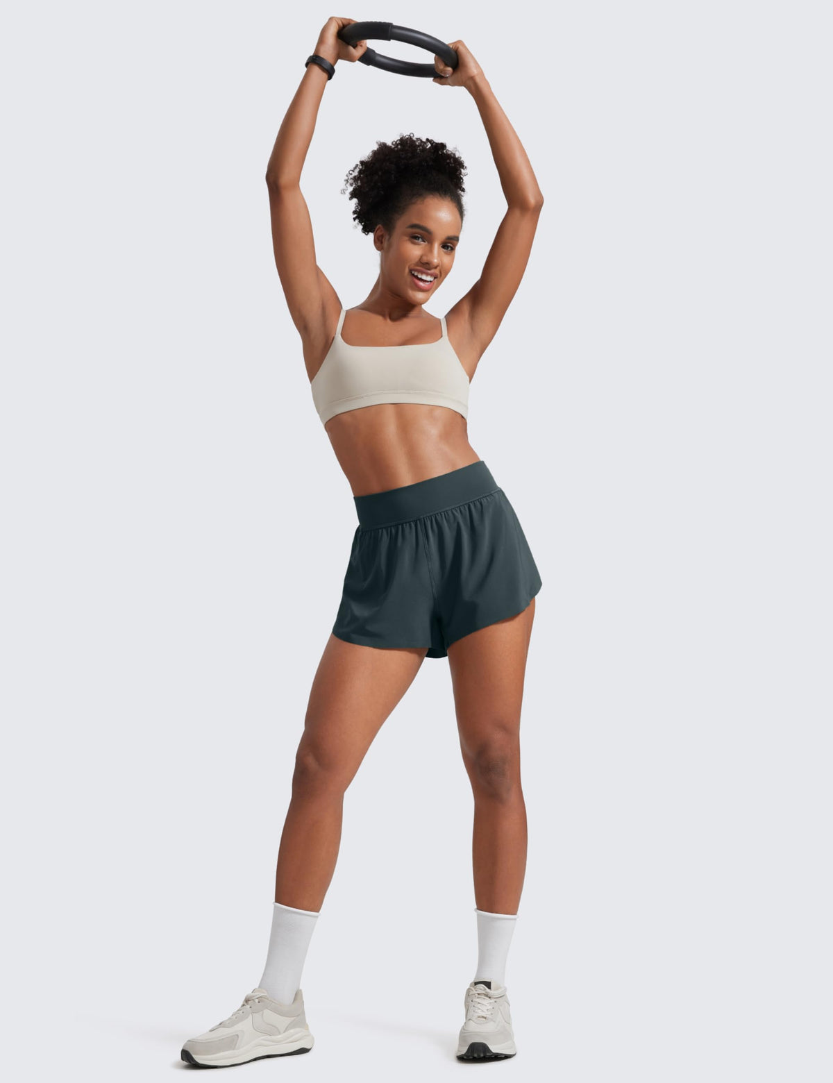 CRZ YOGA High Waisted Split Running Shorts 3" Melanite X-Large