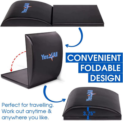 Yes4All Abdominal Exercise Pads, Foldable Ab Workout Equipment for Home Gym Core Training & Back Stretching, Sit Up Mat for Floor Exercises with Tailbone, Black