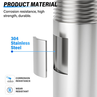 TAILONZ PNEUMATIC 1/4" BSP Male x 1/4" BSP Male 304 Stainless Steel Pipe Nipple, 4" Length Cast Pipe Fitting, Threaded Connector（Pack of 3）