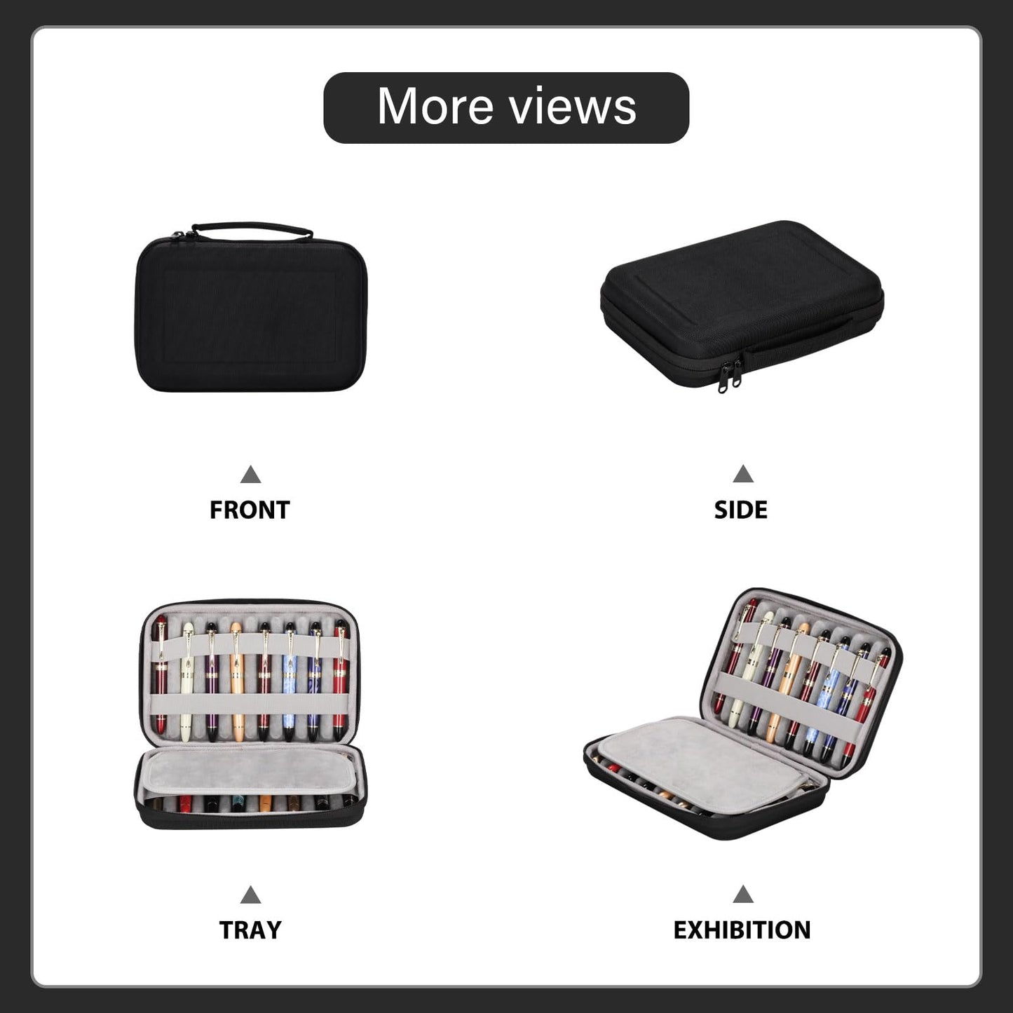 MIVLXLX 16 Slots pen case/boxes，Nylon cloth Pencil Tray Case Organizer, Fashion Design,Handmade Display Zippered Pouch for Rollerball Pen-Retro