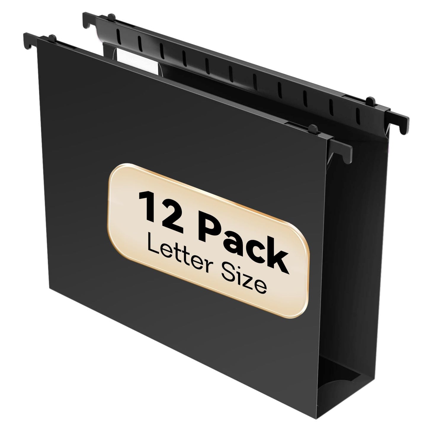 Nordun Extra Capacity Plastic Hanging File Folder Letter Size,12 Pack Reinforced Hang Folders with Heavy Duty 2 Inch Expansion,Durable Hanging Organizer Designed for Bulky Files(Black)