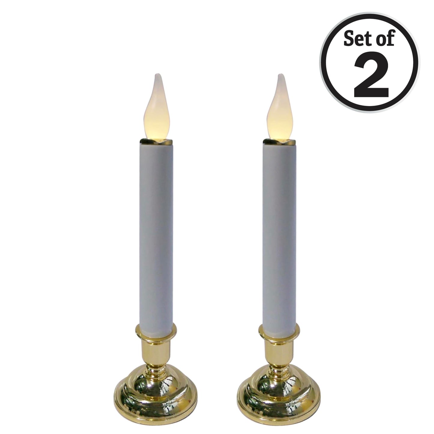 Brite Star Battery Operated 10-Inch LED Candles - Steady Burn Flameless Chatham Candles With Gold Base, Timer & Suction Cup - Perfect for Indoor Window, Outdoor Patio Home Decor- 2 Pack