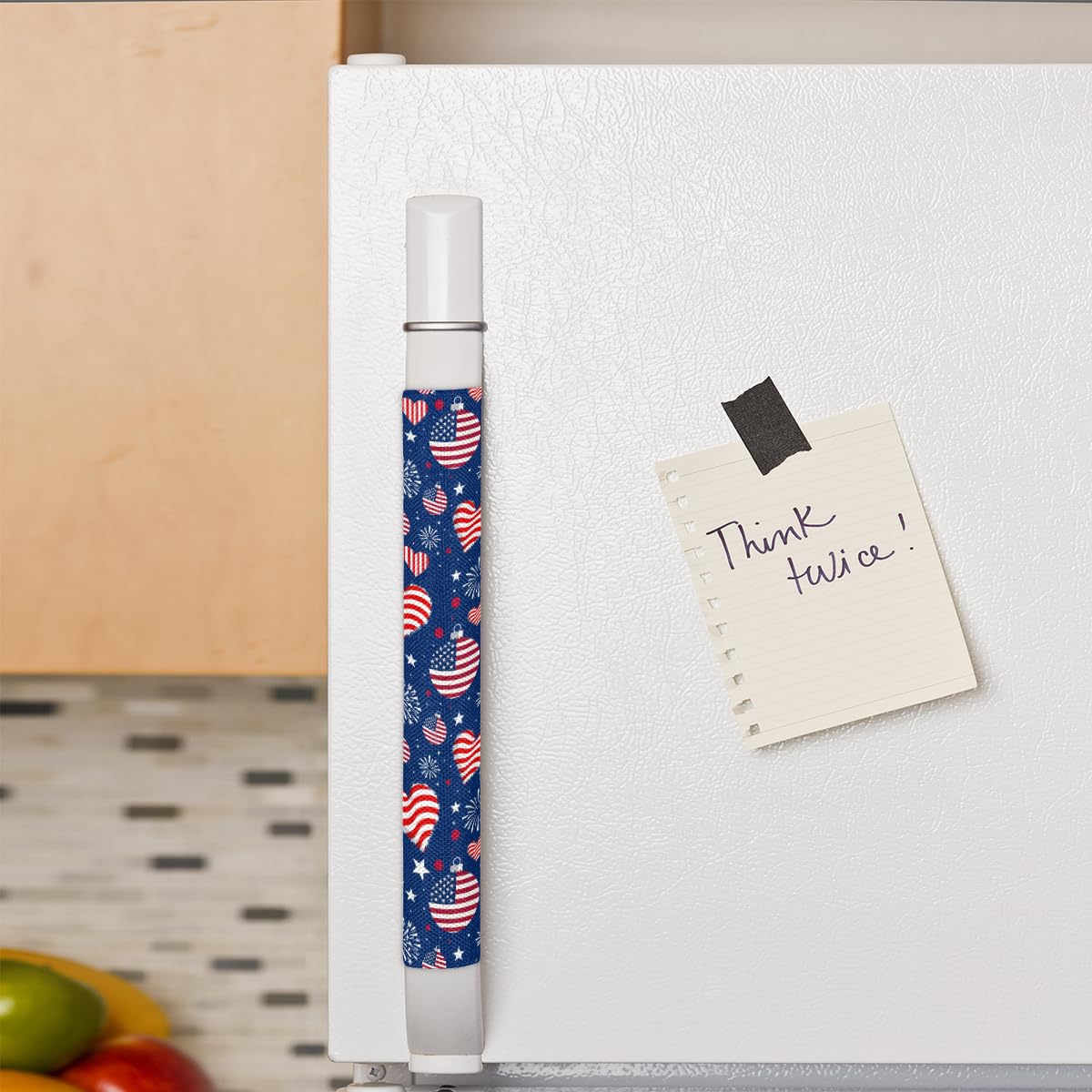 Pardick Refrigerator Door Handle Covers Set of 2, Patriotic Fridge Handle Cover Washable Fridge Dishwasher Door Spring Decor Protector Handle Cover, Keep Your Kitchen Appliance Clean
