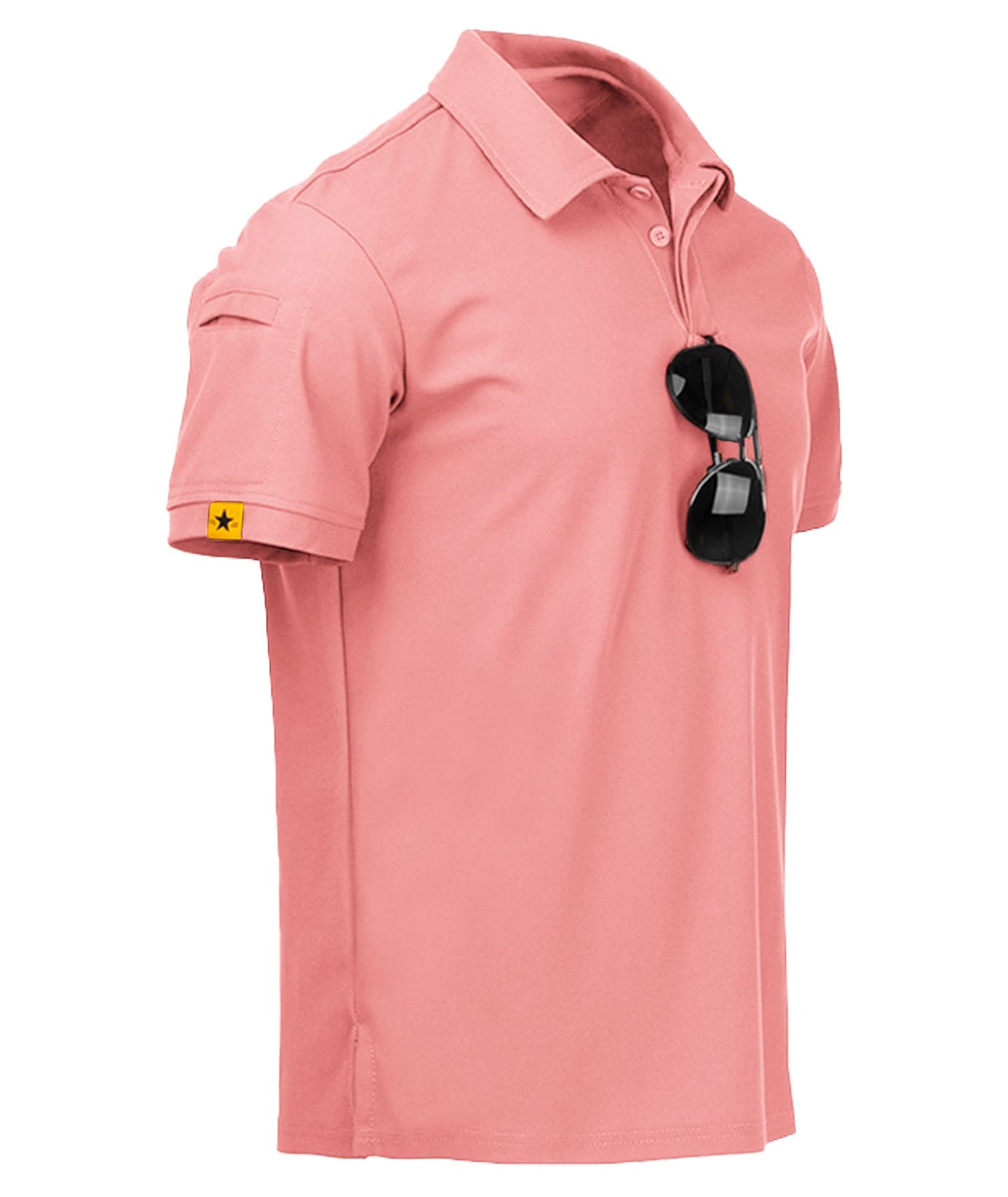 ZITY Mens Polo Shirt Short Sleeve Sports Tactical T-Shirt Athletic Golf Polos Daily Casual Stylish Collared Shirts for Men Coral Red 5X-Large