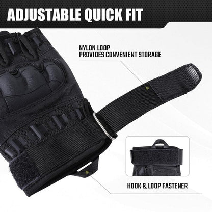 WTACTFUL Fingerless Tactical Gloves for Men Airsoft Paintball Bike Cycling Motorcycle Motorbike Hunting Hiking Work Outdoor Half Finger Gloves Black M