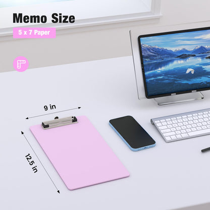 Macroclo 2 Pack Small Clipboards, A5 Plastic Mini Pink Clip Board for Classroom, Students, Kid, Size 6" x 9" with Low Profile Clip, Office & School Supply
