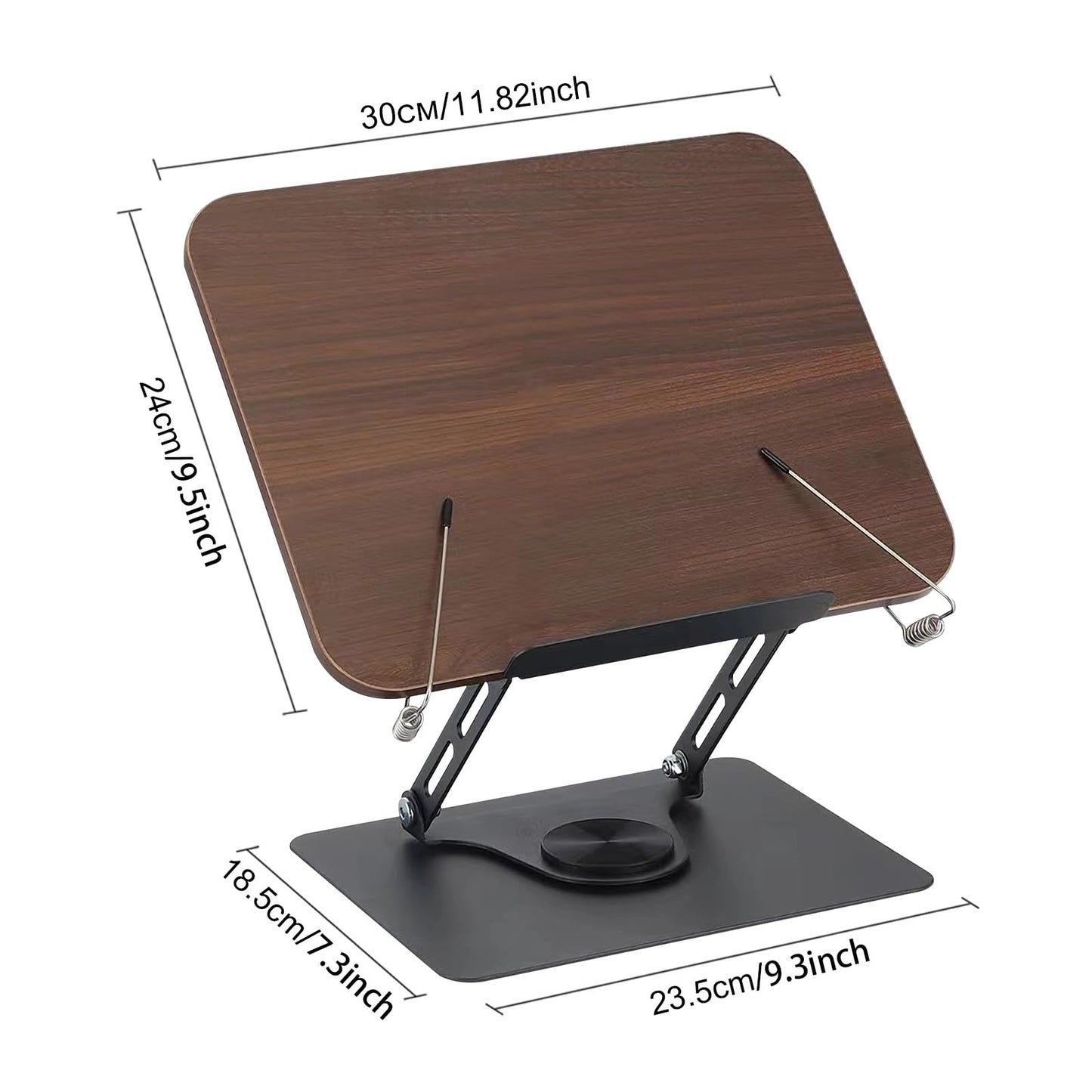 comfoyar Book Stand for Reading, Foldable Textbook Reading Stand with 360° Swivel Base and Elastic Page Clips, Adjustable Desk Cookbook Holder for Recipe Tablet Laptop Music Scores, Hands Free