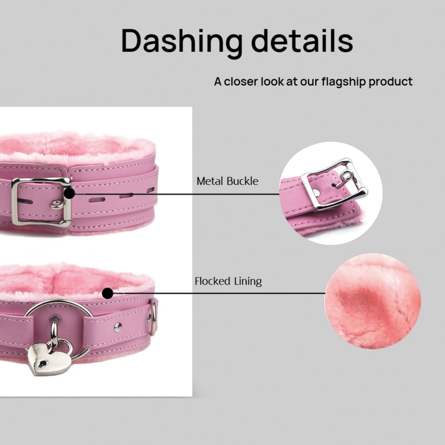 Kiheony Punk gothic Leather choker collar for women, collar with Heart Lock Adjustable Gothic choker (Heart Lock, Pink)