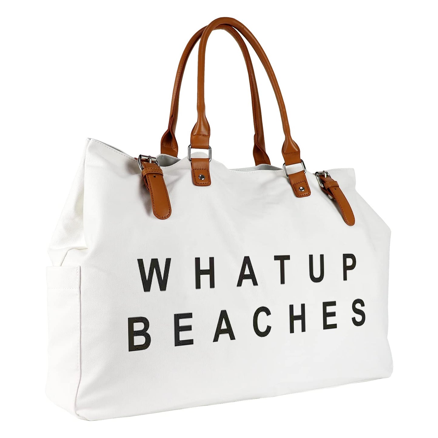 Lamyba Beach Bag with Vegan Leather Handle, Extra Large Beach Bag for Women Waterproof Sandproof