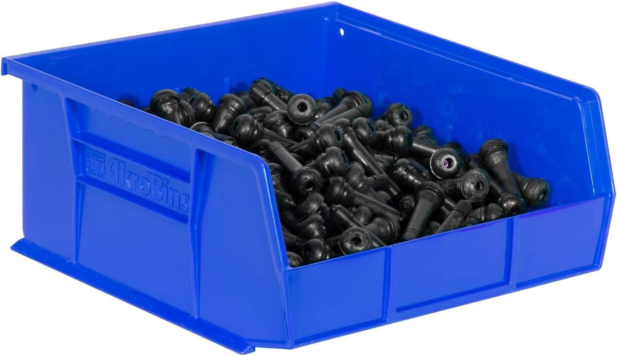 Akro-Mils 30235 AkroBins Plastic Storage Bins, Space-Saving Stackable Bins for Garage, Pantry, Craft Organization, 11" x 11" x 5", Blue, 6-Pack