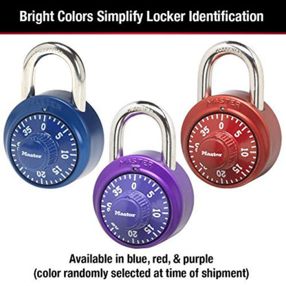 Master Lock 1530DCM School or Gym Locker Lock Combination Padlock, Back to School Essential, Pack of 1 - Colors May Vary
