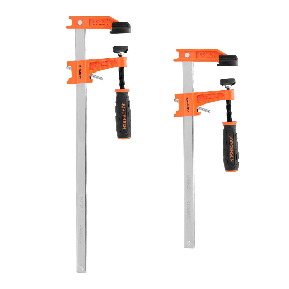 Jorgensen 2-Piece Steel Bar Clamp Set, Light Duty F-Clamp, 8-inch & 12-inch
