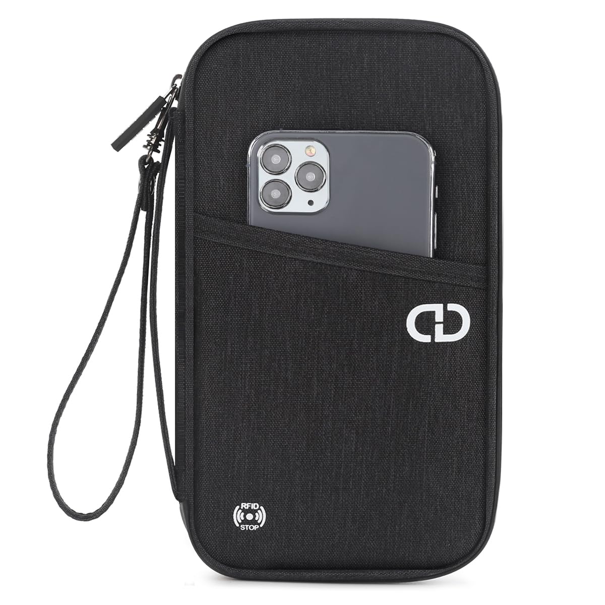 Travel Passport Holder - Family Passport Wallet Holder, Lightweight Portable Travel Document Organizer Passport Card Cover with Zipper Pocket (Black)