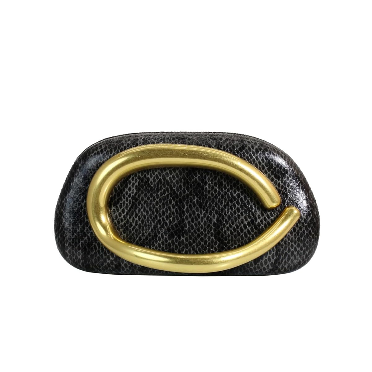 DEBIMY Women Snakeskin PU Leather Clutch Metal Handle Evening Bag Trendy Vegan Leather Handbag Chain Shoulder Purse for Causal, Black