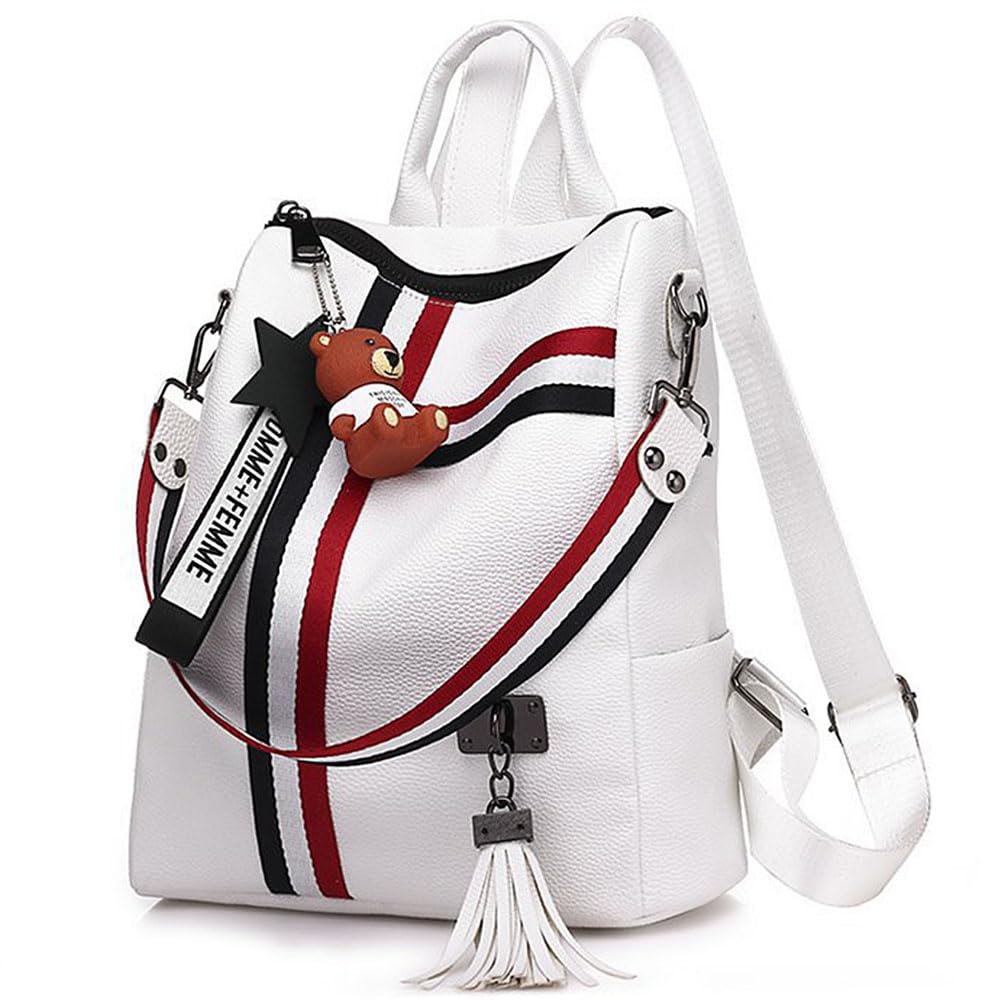 Taremoci Fashion PU Leather Backpack Purse for Women Travel Backpack Bag with Tassel Ladies Shoulder Handbags Casual Daypack